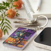 ダッシュン不気味ドグハロウィーン魔女とカボチャ キーホルダー (正面右)