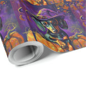 ダッシュン不気味ドグハロウィーン魔女とカボチャ ラッピングペーパー (ロールコーナー)