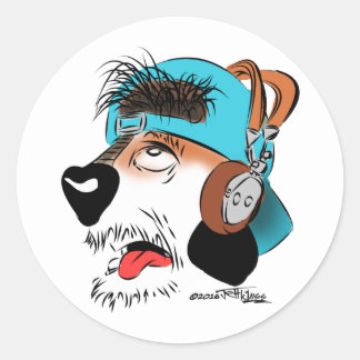 ダッシュ！犬向きハムステッカー ラウンドシール