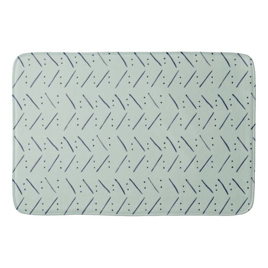 ダッシュIndigoセージ模様のミニマリストドット バスマット (正面)