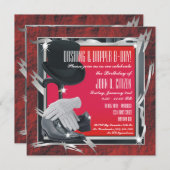 ダッシングカスタム招待状5.25 X 5.25 – 赤 招待状 (正面/裏面)