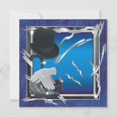 ダッシングカスタム招待状5.25 X 5.25 – 青 招待状 (裏面)