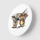 ダッシング・ダッシュンズ ラウンド壁時計 (傾斜)