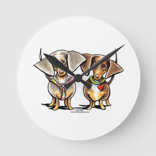 ダッシング・ダッシュンズ ラウンド壁時計 (正面)