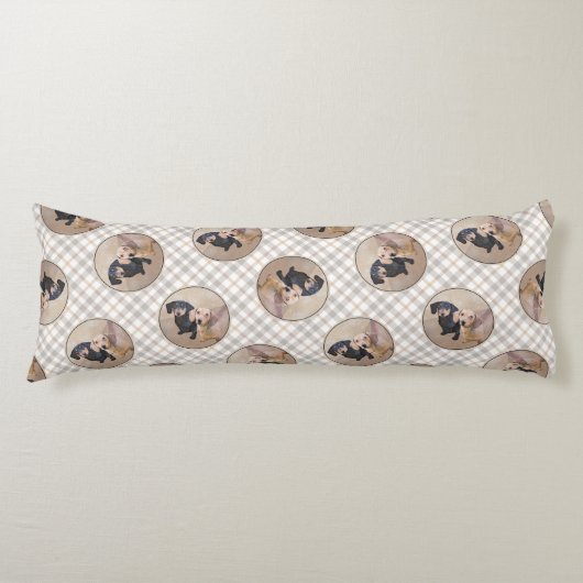 ダッシ絵を描ャンドの滑らかな黒褐色の犬アート ボディピロー (正面)