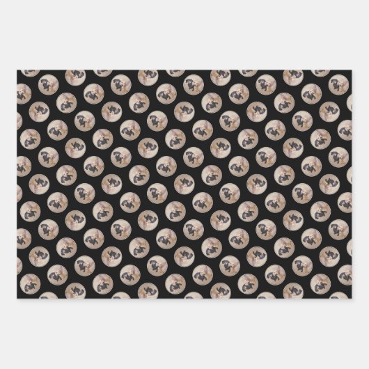 ダッシ絵を描ャンドの滑らかな黒褐色の犬アート ラッピングペーパーシート (正面3)