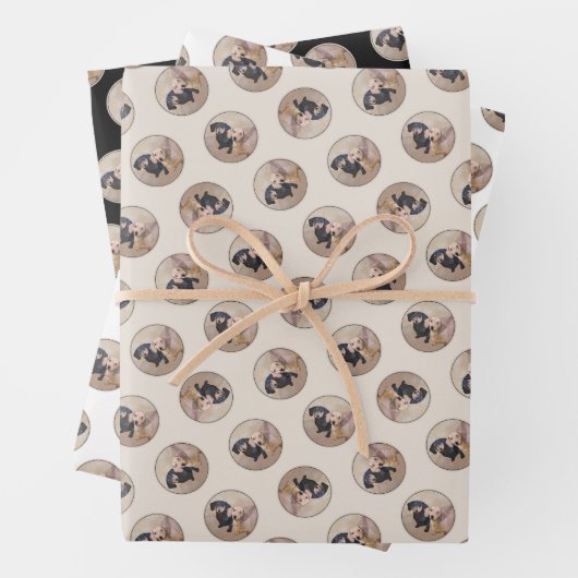 ダッシ絵を描ャンドの滑らかな黒褐色の犬アート ラッピングペーパーシート (インサイチュ)