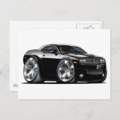 ダッジチャレンジャーブラックカー ポストカード (正面/裏面)