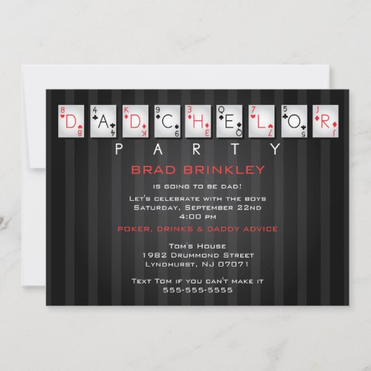 ダッチェローパーティーベビーシャワーカード – ポーカーカード 招待状 (正面)