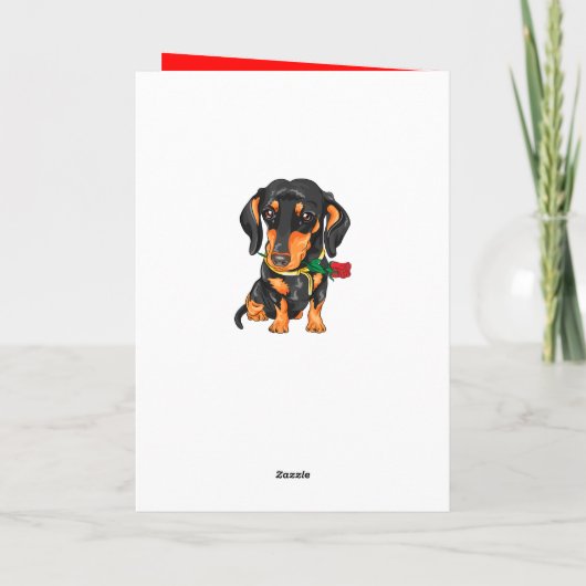 ダッチシュント子犬の漫画かわいい犬の誕生日 カード (裏面)