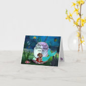 ダッチシュント子犬マーメイドガールの誕生日カード カード (黄色い花)