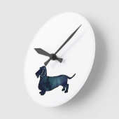 ダッチシュント荒削りシルエット水彩 ラウンド壁時計 (傾斜)