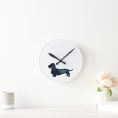 ダッチシュント荒削りシルエット水彩 ラウンド壁時計 (ホーム)