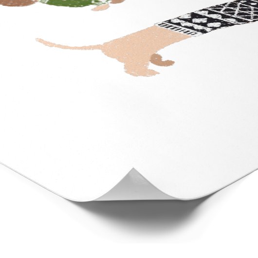 ダッチシュンドパピドッグスクリスマスセーターホリデーおもしろい ポスター (角)