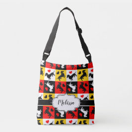ダッチャンズアンドハートズギンガムカラフルパターン クロスボディバッグ