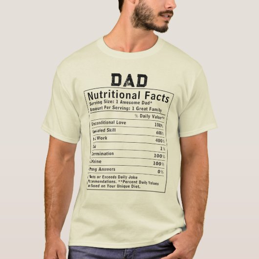 ダッドの栄養成分表示 父の日ギフト Tシャツ (正面)