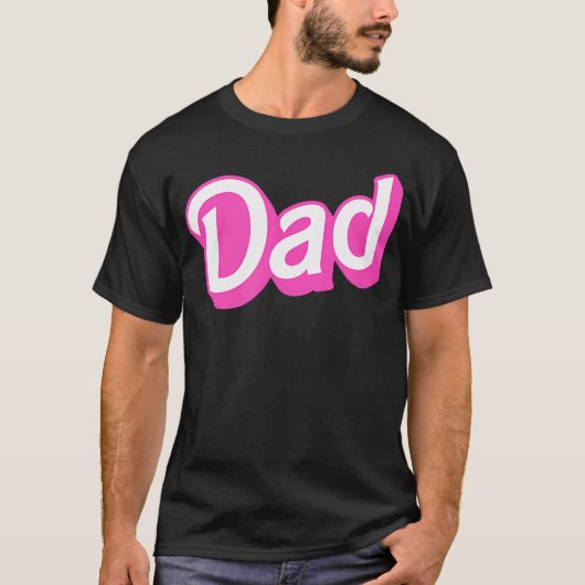ダッド ピンク ホワイト 重なり フォント Tシャツ (正面)