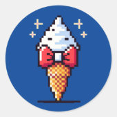 ダッパーアイスクリーム – かわいいピクセルアートデザートデザイン ラウンドシール (正面)