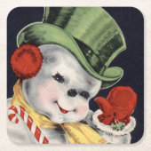 ダッパークリスマス雪だるま スクエアペーパーコースター (正面)