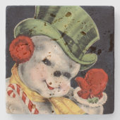 ダッパークリスマス雪だるま ストーンコースター (正面)