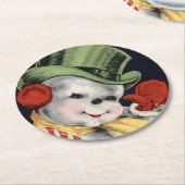 ダッパークリスマス雪だるま ラウンドペーパーコースター (アングル)