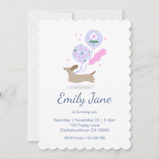 ダッパーソナライズされたシュント恋人バースデーパーティーピンク 招待状 (正面)