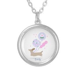 ダッパーソナライズされたシュント誕生日パーティー犬の恋人 シルバープレートネックレス