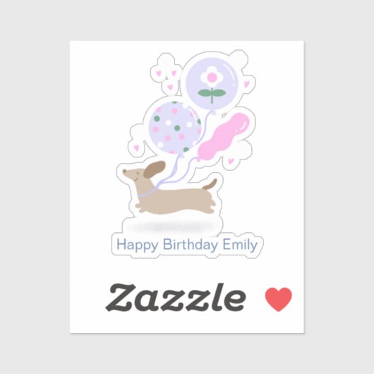 ダッパーソナライズされたシュント誕生日パーティー犬の恋人 シール (シート)