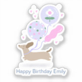 ダッパーソナライズされたシュント誕生日パーティー犬の恋人 シール (正面)