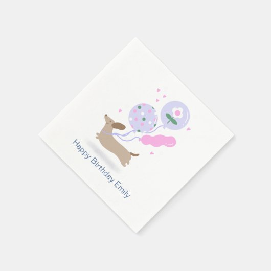 ダッパーソナライズされたシュント誕生日パーティー犬の恋人 スタンダードカクテルナプキン (角)