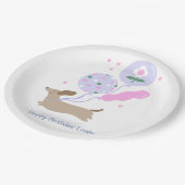 ダッパーソナライズされたシュント誕生日パーティー犬の恋人 ペーパープレート (アングル)