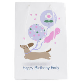 ダッパーソナライズされたシュント誕生日パーティー犬の恋人 ミディアムペーパーバッグ
