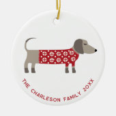 ダッパーソナライズされたシュンドッグおもしろい セラミックオーナメント (正面)