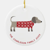 ダッパーソナライズされたシュンドッグおもしろい セラミックオーナメント (裏面)