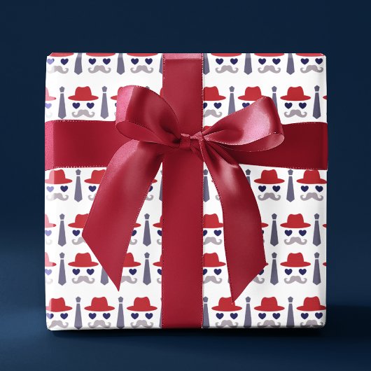 ダッパーハットタイ男らしムスタッシュファーザーズデイパパ ラッピングペーパー