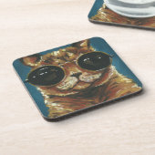 ダッパー動物 |サングラス子猫 コースター (左側)