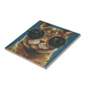 ダッパー動物 |サングラス子猫 タイル (側面)