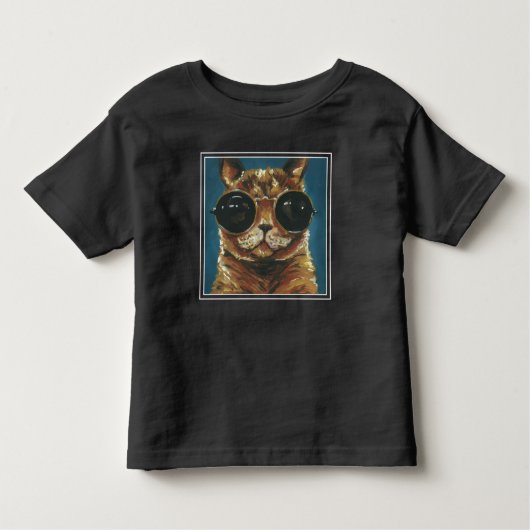 ダッパー動物 |サングラス子猫 トドラーTシャツ (正面)