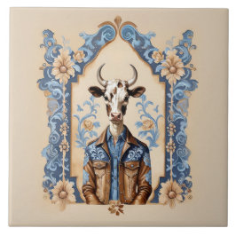 ダッパー古い野生の西カウボーイおもしろいカウアート タイル