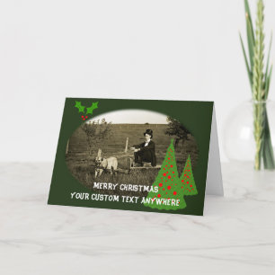 ダッパー男W/ドッグパイプトップハット1890写真クリスマス シーズンカード