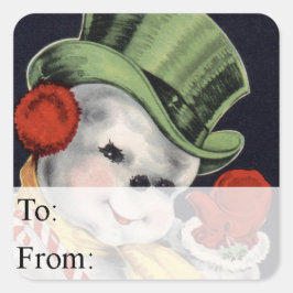 ダッパー雪だるまヴィンテージクリスマスギフトラベル スクエアシール