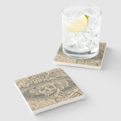 ダッパー骨格(Calavera Catrina) (エレガントスカル) ストーンコースター (横)