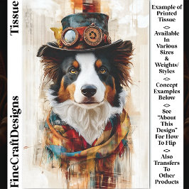 ダッパーSteampunk Dog, Top Hat, Scarf DB1 Decopage 薄葉紙