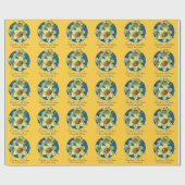 ダッフェ素晴らしルのアートブルー黄色のイースター ラッピングペーパー (フラット)