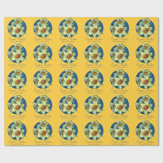 ダッフェ素晴らしルのアートブルー黄色のイースター ラッピングペーパー (フラット)