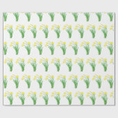 ダッフォジルウォーターカラーイエローフローラ春 かわいらし ラッピングペーパー (フラット)