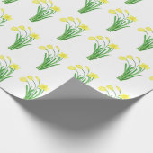 ダッフォジルウォーターカラーイエローフローラ春 かわいらし ラッピングペーパー (角)