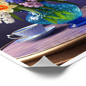 ダッフォジルヒアシンス青ガラス花瓶ティーカップ ポスター (角)