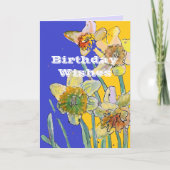 ダッフォディルウォーターカラーイエロー春フラワーアートカード カード (正面)