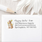 ダッフォディルフラワーバニーラビットイースターウォーターカラー ラベル (インサイチュ)